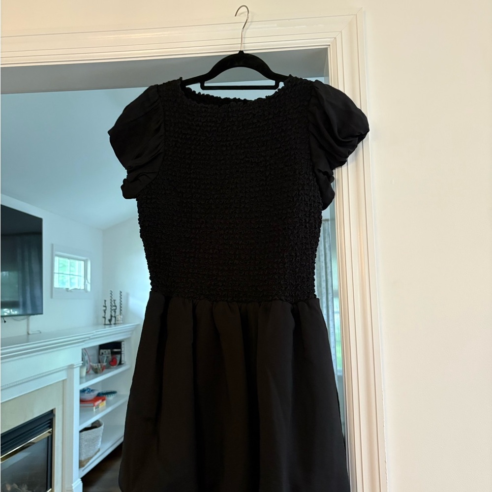 Wilfred Little Black Puff Sleeve Smocked Dress - bought at Aritzia